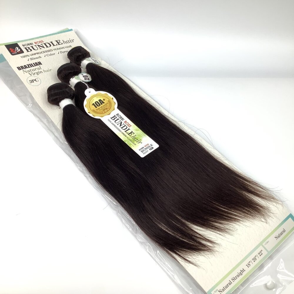 18"/20"/22" Bobbi Boss Brazilian Natural Virgin Hair Bundle Extensions Straight